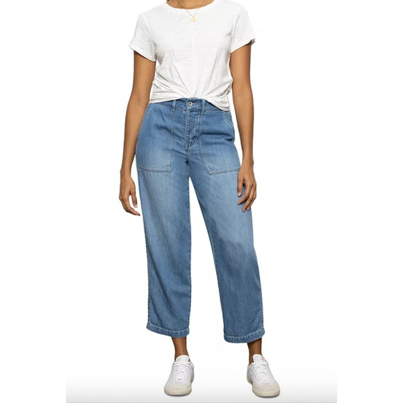 SANCTUARY Pants Size 22 / Size 22W NEW Soft Denim Cruiser Chino in Waverly Blue - Picture 1 of 8